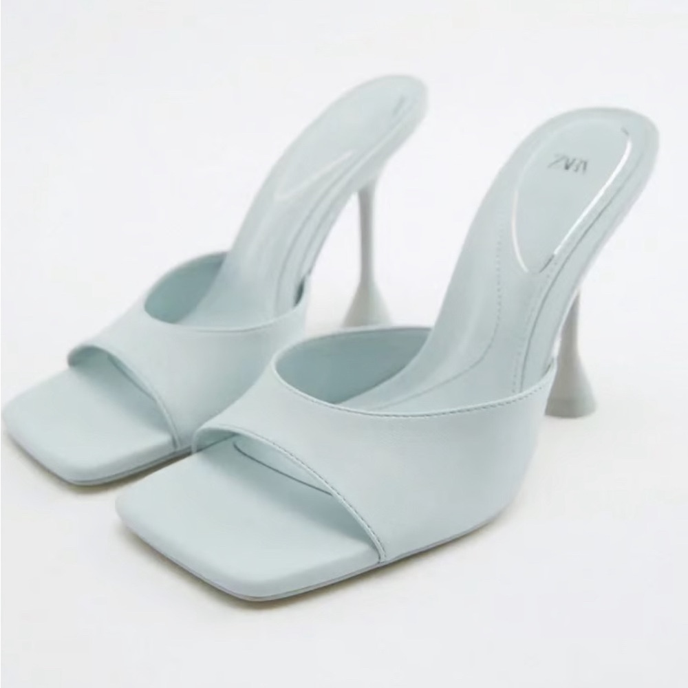 Light Blue Zara Mule Heels